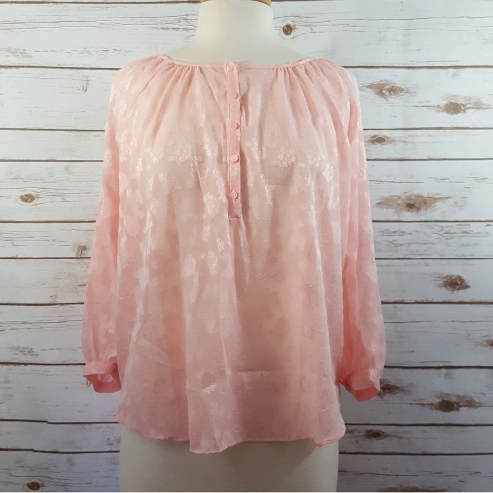 LC Lauren Conrad | Floral Jacquard Peasant Blouse